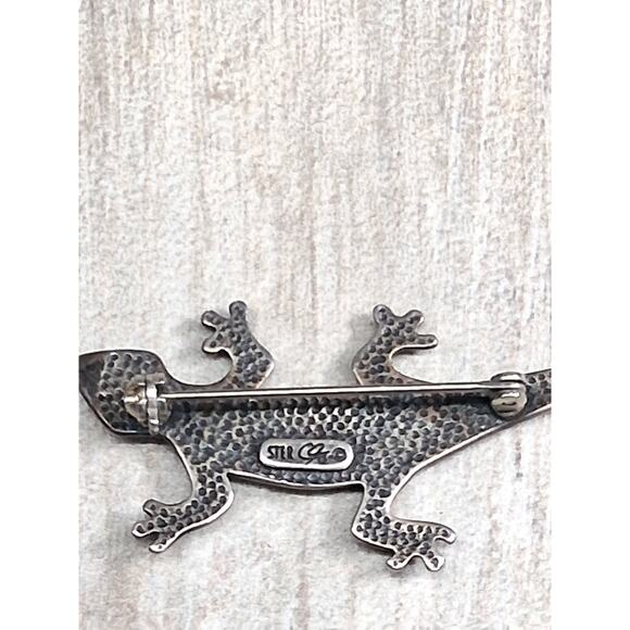 Carolyn Pollack Relios Sterling Silver Inlaid Lizard Brooch. Signed. 2.25" Long - Picture 4 of 4
